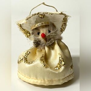 Original Fur Animals Toy Collectible Mouse Angel Cream Dress Gold Accents 2 in